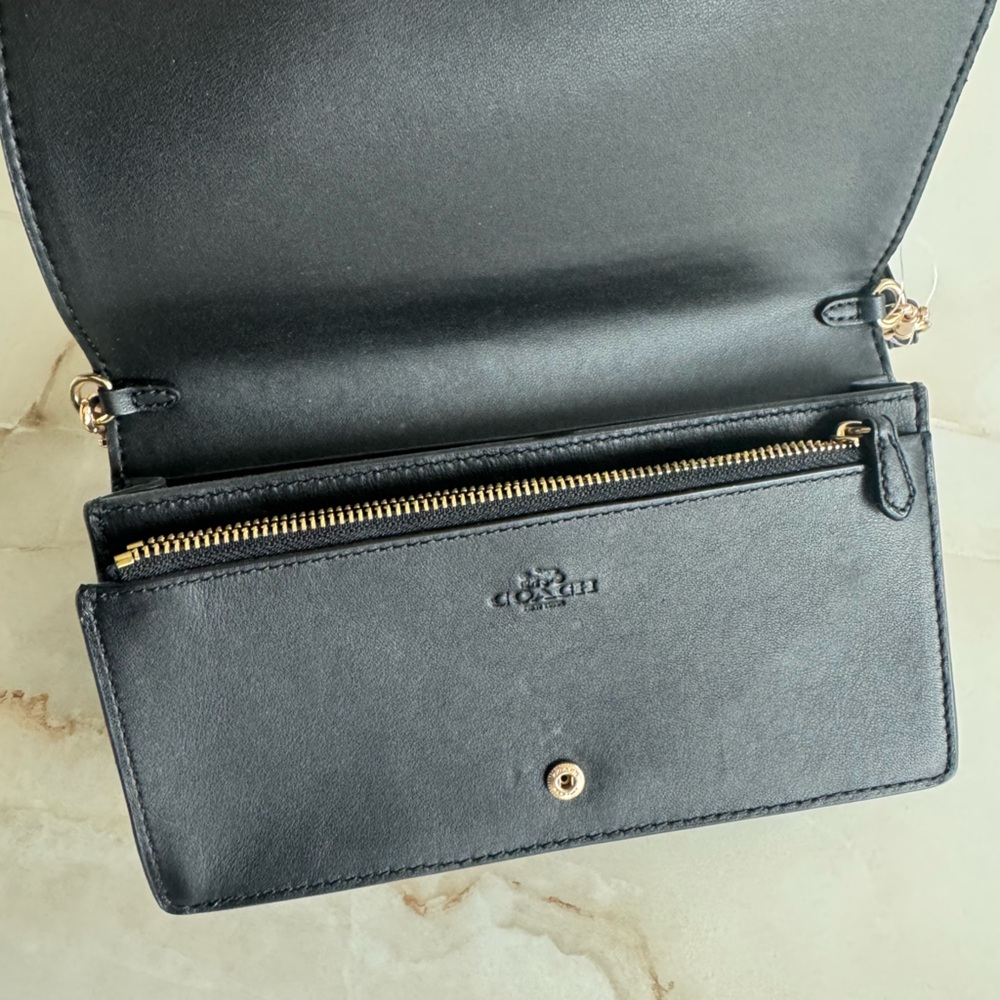 Coach Brown Monogram Wristlet Wallet with Black Trim - Picture 3 of 4